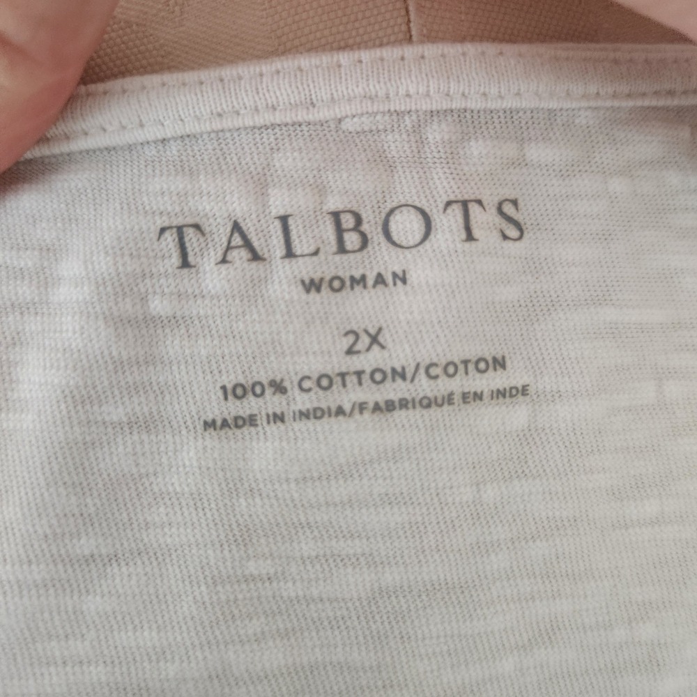 Talbots Woman White Cotton Eyelet Embroidered Tassel Tunic Top 2X - Picture 3 of 6